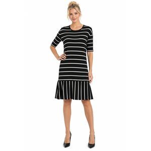 Daisy Island Black & White Striped Drop Waist Ruffle Dress M